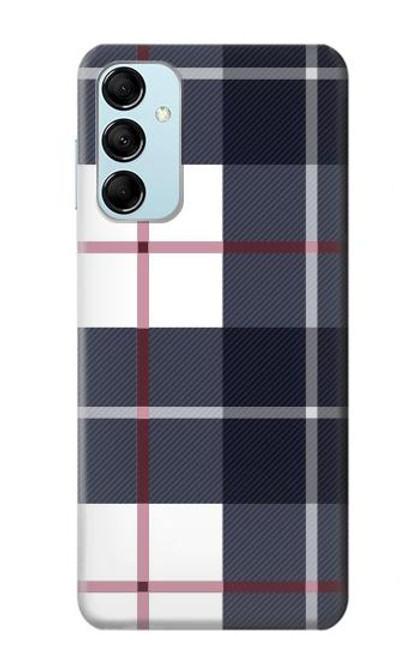 W3452 Plaid Fabric Pattern Hülle Schutzhülle Taschen und Leder Flip für Samsung Galaxy M14