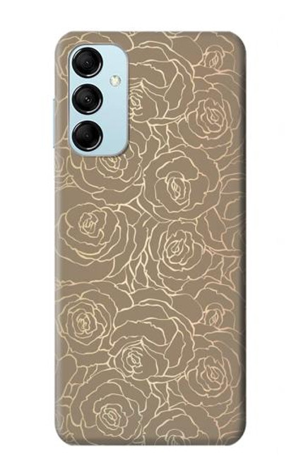 W3466 Gold Rose Pattern Hülle Schutzhülle Taschen und Leder Flip für Samsung Galaxy M14