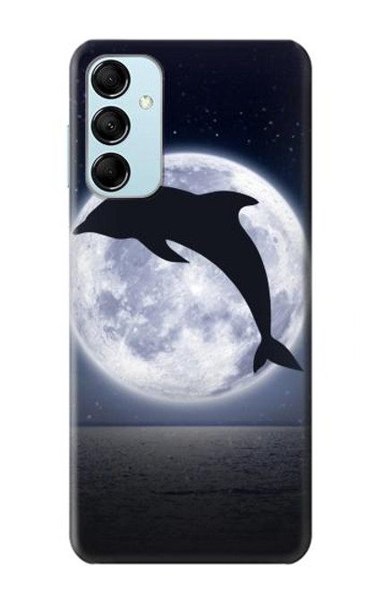 W3510 Dolphin Moon Night Hülle Schutzhülle Taschen und Leder Flip für Samsung Galaxy M14