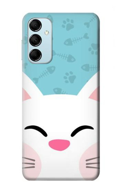 W3542 Cute Cat Cartoon Hülle Schutzhülle Taschen und Leder Flip für Samsung Galaxy M14