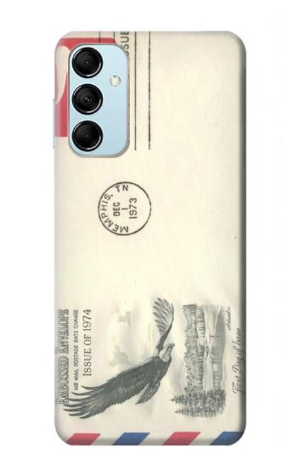 W3551 Vintage Airmail Envelope Art Hülle Schutzhülle Taschen und Leder Flip für Samsung Galaxy M14