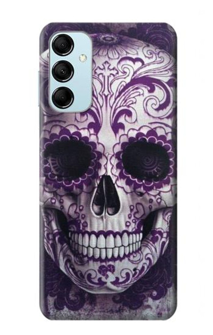 W3582 Purple Sugar Skull Hülle Schutzhülle Taschen und Leder Flip für Samsung Galaxy M14