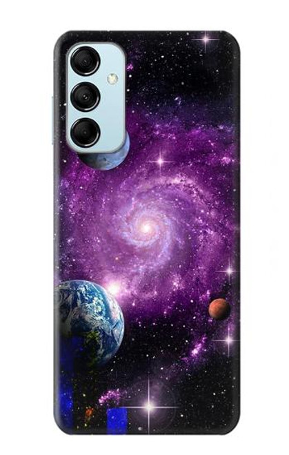 W3689 Galaxy Outer Space Planet Hülle Schutzhülle Taschen und Leder Flip für Samsung Galaxy M14