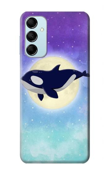 W3807 Killer Whale Orca Moon Pastel Fantasy Hülle Schutzhülle Taschen und Leder Flip für Samsung Galaxy M14