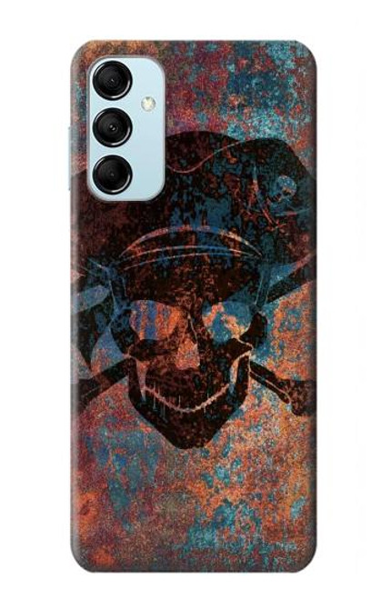 W3895 Pirate Skull Metal Hülle Schutzhülle Taschen und Leder Flip für Samsung Galaxy M14