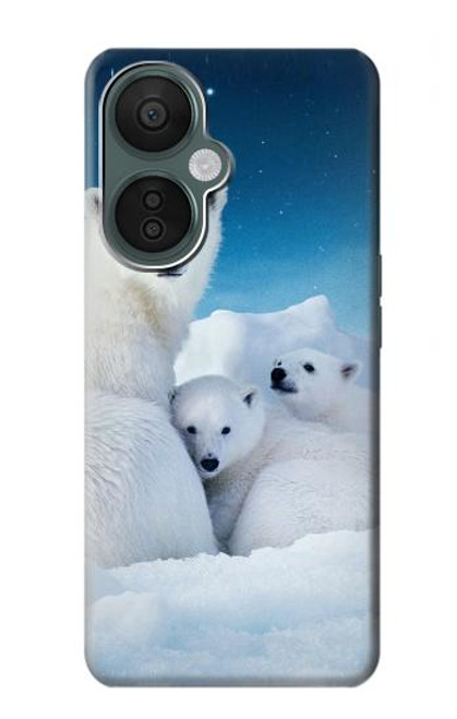 W0285 Polar Bear Family Arctic Hülle Schutzhülle Taschen und Leder Flip für OnePlus Nord CE 3 Lite, Nord N30 5G