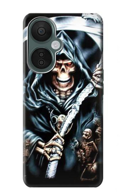 W0295 Grim Reaper Hülle Schutzhülle Taschen und Leder Flip für OnePlus Nord CE 3 Lite, Nord N30 5G