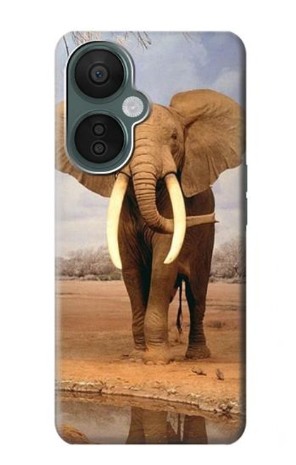 W0310 African Elephant Hülle Schutzhülle Taschen und Leder Flip für OnePlus Nord CE 3 Lite, Nord N30 5G