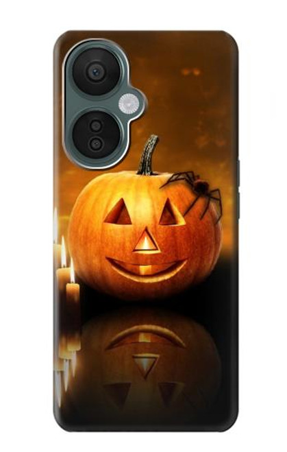 W1083 Pumpkin Spider Candles Halloween Hülle Schutzhülle Taschen und Leder Flip für OnePlus Nord CE 3 Lite, Nord N30 5G