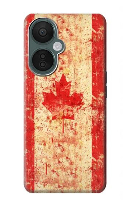 W1603 Canada Flag Old Vintage Hülle Schutzhülle Taschen und Leder Flip für OnePlus Nord CE 3 Lite, Nord N30 5G