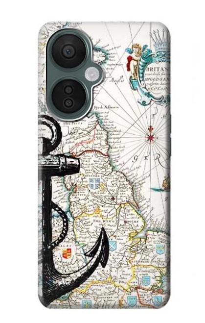 W1962 Nautical Chart Hülle Schutzhülle Taschen und Leder Flip für OnePlus Nord CE 3 Lite, Nord N30 5G