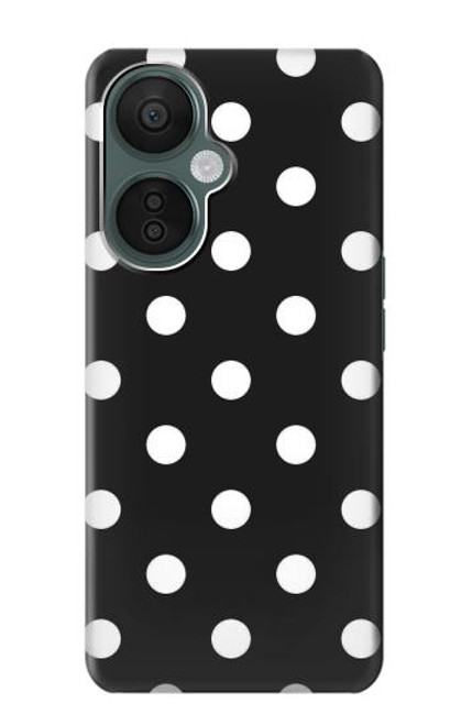W2299 Black Polka Dots Hülle Schutzhülle Taschen und Leder Flip für OnePlus Nord CE 3 Lite, Nord N30 5G