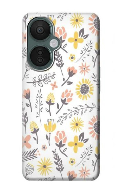 W2354 Pastel Flowers Pattern Hülle Schutzhülle Taschen und Leder Flip für OnePlus Nord CE 3 Lite, Nord N30 5G