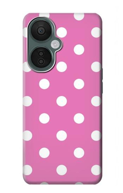 W2358 Pink Polka Dots Hülle Schutzhülle Taschen und Leder Flip für OnePlus Nord CE 3 Lite, Nord N30 5G