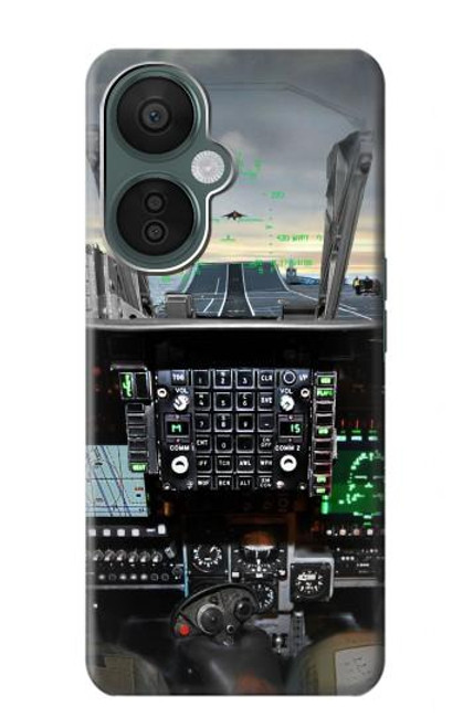 W2435 Fighter Jet Aircraft Cockpit Hülle Schutzhülle Taschen und Leder Flip für OnePlus Nord CE 3 Lite, Nord N30 5G