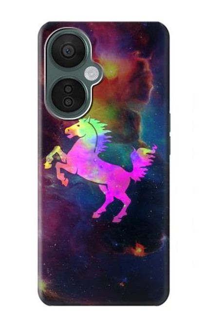 W2486 Rainbow Unicorn Nebula Space Hülle Schutzhülle Taschen und Leder Flip für OnePlus Nord CE 3 Lite, Nord N30 5G