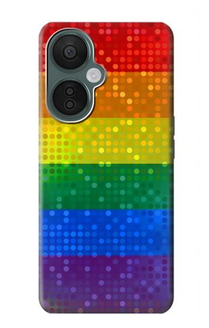 W2683 Rainbow LGBT Pride Flag Hülle Schutzhülle Taschen und Leder Flip für OnePlus Nord CE 3 Lite, Nord N30 5G