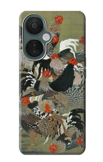 W2699 Ito Jakuchu Rooster Hülle Schutzhülle Taschen und Leder Flip für OnePlus Nord CE 3 Lite, Nord N30 5G