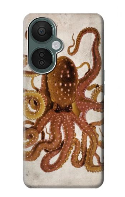 W2801 Vintage Octopus Hülle Schutzhülle Taschen und Leder Flip für OnePlus Nord CE 3 Lite, Nord N30 5G