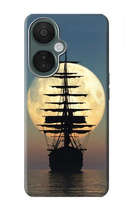 W2897 Pirate Ship Moon Night Hülle Schutzhülle Taschen und Leder Flip für OnePlus Nord CE 3 Lite, Nord N30 5G