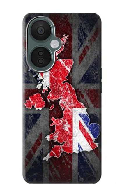 W2936 UK British Flag Map Hülle Schutzhülle Taschen und Leder Flip für OnePlus Nord CE 3 Lite, Nord N30 5G