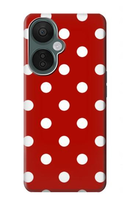 W2951 Red Polka Dots Hülle Schutzhülle Taschen und Leder Flip für OnePlus Nord CE 3 Lite, Nord N30 5G