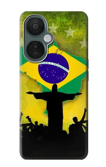 W2981 Brazil Football Soccer Hülle Schutzhülle Taschen und Leder Flip für OnePlus Nord CE 3 Lite, Nord N30 5G