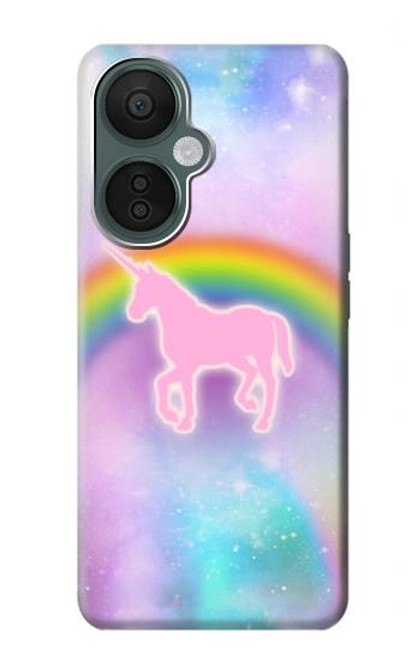 W3070 Rainbow Unicorn Pastel Sky Hülle Schutzhülle Taschen und Leder Flip für OnePlus Nord CE 3 Lite, Nord N30 5G