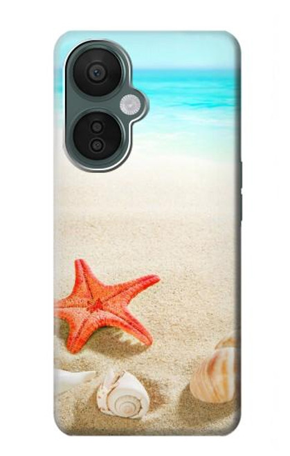 W3212 Sea Shells Starfish Beach Hülle Schutzhülle Taschen und Leder Flip für OnePlus Nord CE 3 Lite, Nord N30 5G