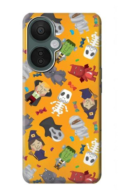 W3275 Cute Halloween Cartoon Pattern Hülle Schutzhülle Taschen und Leder Flip für OnePlus Nord CE 3 Lite, Nord N30 5G