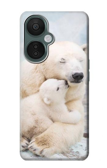 W3373 Polar Bear Hug Family Hülle Schutzhülle Taschen und Leder Flip für OnePlus Nord CE 3 Lite, Nord N30 5G