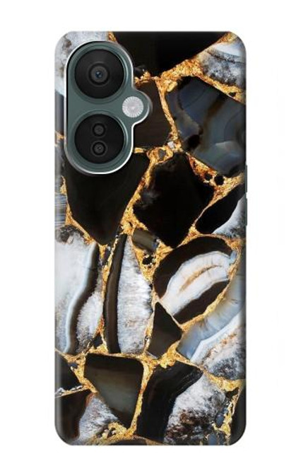 W3419 Gold Marble Graphic Print Hülle Schutzhülle Taschen und Leder Flip für OnePlus Nord CE 3 Lite, Nord N30 5G