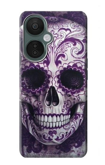 W3582 Purple Sugar Skull Hülle Schutzhülle Taschen und Leder Flip für OnePlus Nord CE 3 Lite, Nord N30 5G