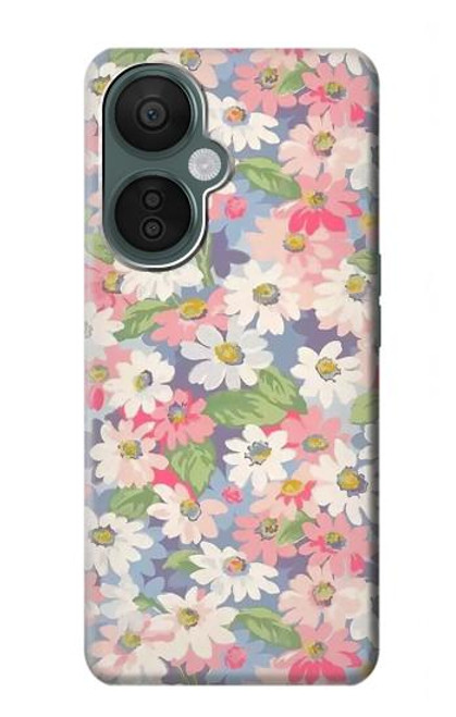 W3688 Floral Flower Art Pattern Hülle Schutzhülle Taschen und Leder Flip für OnePlus Nord CE 3 Lite, Nord N30 5G