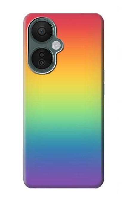 W3698 LGBT Gradient Pride Flag Hülle Schutzhülle Taschen und Leder Flip für OnePlus Nord CE 3 Lite, Nord N30 5G