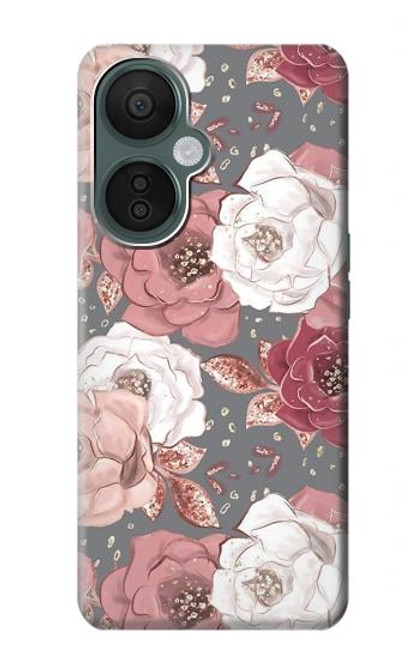 W3716 Rose Floral Pattern Hülle Schutzhülle Taschen und Leder Flip für OnePlus Nord CE 3 Lite, Nord N30 5G