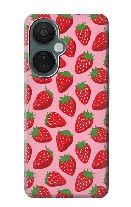 W3719 Strawberry Pattern Hülle Schutzhülle Taschen und Leder Flip für OnePlus Nord CE 3 Lite, Nord N30 5G