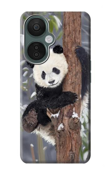 W3793 Cute Baby Panda Snow Painting Hülle Schutzhülle Taschen und Leder Flip für OnePlus Nord CE 3 Lite, Nord N30 5G