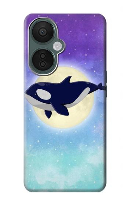 W3807 Killer Whale Orca Moon Pastel Fantasy Hülle Schutzhülle Taschen und Leder Flip für OnePlus Nord CE 3 Lite, Nord N30 5G
