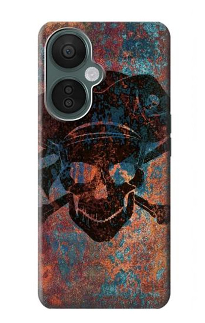 W3895 Pirate Skull Metal Hülle Schutzhülle Taschen und Leder Flip für OnePlus Nord CE 3 Lite, Nord N30 5G