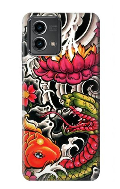 W0605 Yakuza Tattoo Hülle Schutzhülle Taschen und Leder Flip für Motorola Moto G Stylus 5G (2023)