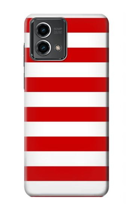 W2364 Red and White Striped Hülle Schutzhülle Taschen und Leder Flip für Motorola Moto G Stylus 5G (2023)