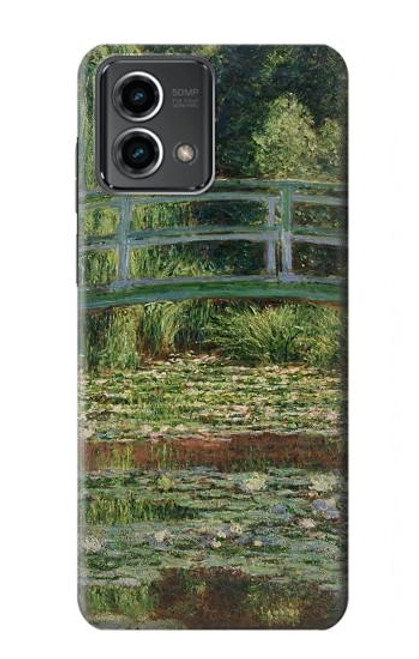 W3674 Claude Monet Footbridge and Water Lily Pool Hülle Schutzhülle Taschen und Leder Flip für Motorola Moto G Stylus 5G (2023)