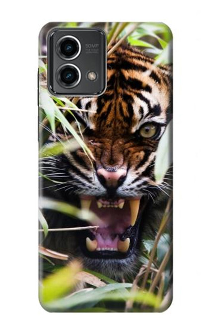 W3838 Barking Bengal Tiger Hülle Schutzhülle Taschen und Leder Flip für Motorola Moto G Stylus 5G (2023)