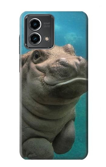 W3871 Cute Baby Hippo Hippopotamus Hülle Schutzhülle Taschen und Leder Flip für Motorola Moto G Stylus 5G (2023)