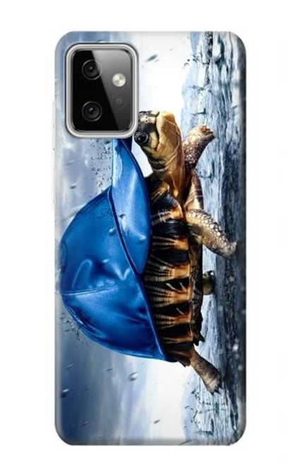 W0084 Turtle in the Rain Hülle Schutzhülle Taschen und Leder Flip für Motorola Moto G Power (2023) 5G