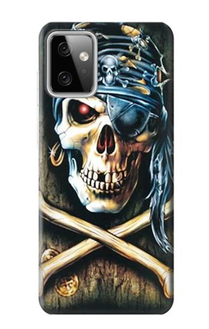 W0151 Pirate Skull Punk Rock Hülle Schutzhülle Taschen und Leder Flip für Motorola Moto G Power (2023) 5G