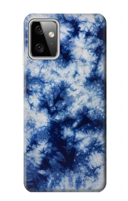 W3439 Fabric Indigo Tie Dye Hülle Schutzhülle Taschen und Leder Flip für Motorola Moto G Power (2023) 5G