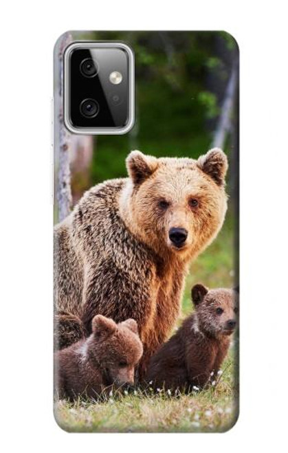 W3558 Bear Family Hülle Schutzhülle Taschen und Leder Flip für Motorola Moto G Power (2023) 5G