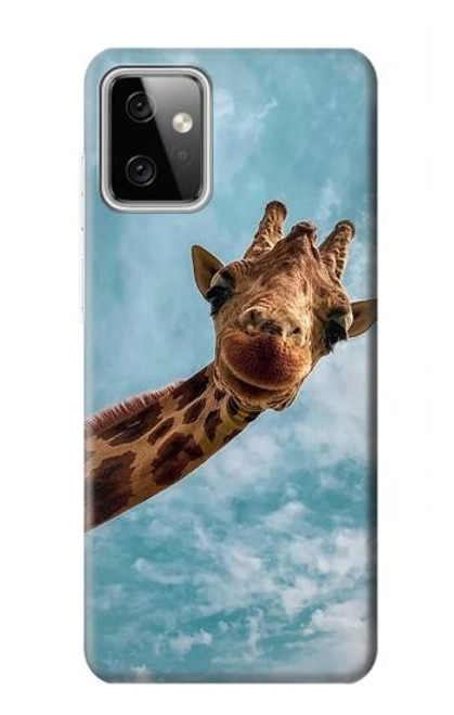 W3680 Cute Smile Giraffe Hülle Schutzhülle Taschen und Leder Flip für Motorola Moto G Power (2023) 5G